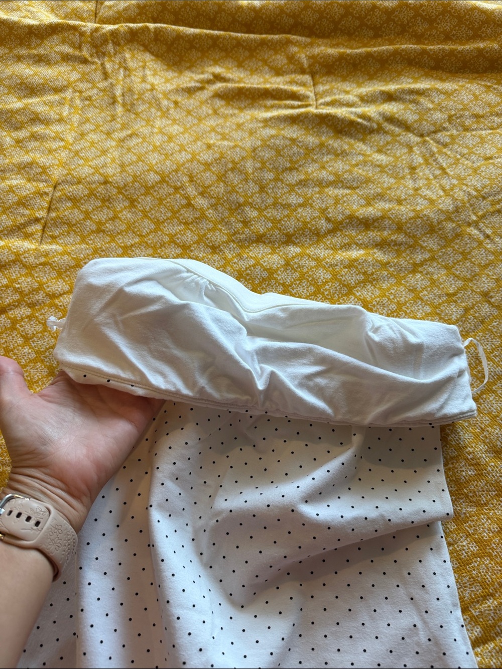 Express White Strapless Tube Top with black polka dots - Picture 5 of 6